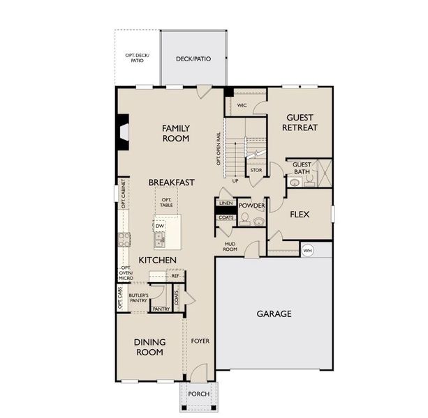2D floor plan layout of this home in East Harbor II at Chestatee, Dawsonville, GA (Image 4).