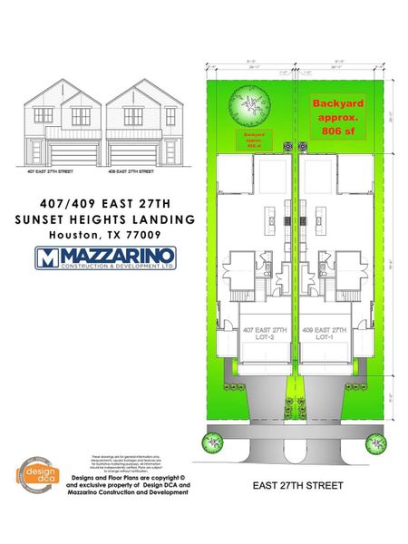 Please be aware that these plans are the property of the architect/builder designer that designed them not DUX Realty, Mazzarino Construction or 407 E 27TH LLC and are protected from reproduction and sharing under copyright law. These drawing are for general information only. Measurements, square footages and features are for illustrative marketing purposes. All information should be independently verified. Plans are subject to change without notification.