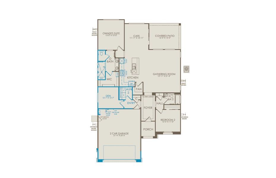 2D floor plan layout of this home in Del Webb at Rocking K, Tucson, AZ (Image 3). 2D floor plan layout of this home in Del Webb at Rocking K, Tucson, AZ (Image 3).