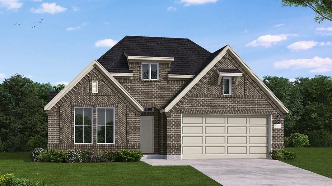 Front exterior of a new home in The Trails, New Caney, TX, highlighting curb appeal (Image 1). Front exterior of a new home in The Trails, New Caney, TX, highlighting curb appeal (Image 1).