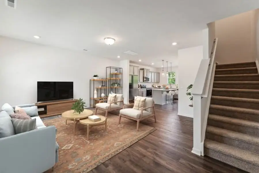 Representative furnished interior of a home built from the Lucas TH by True Homes in Hoover Townhomes, Charlotte (Image 5).
