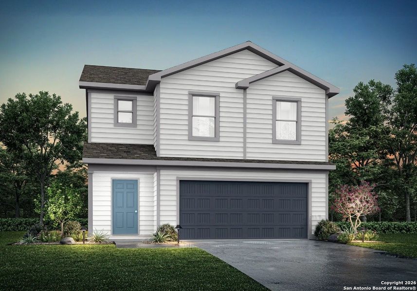 Front exterior of a new home in The Park, Uvalde, TX, highlighting curb appeal (Image 1). Front exterior of a new home in The Park, Uvalde, TX, highlighting curb appeal (Image 1).