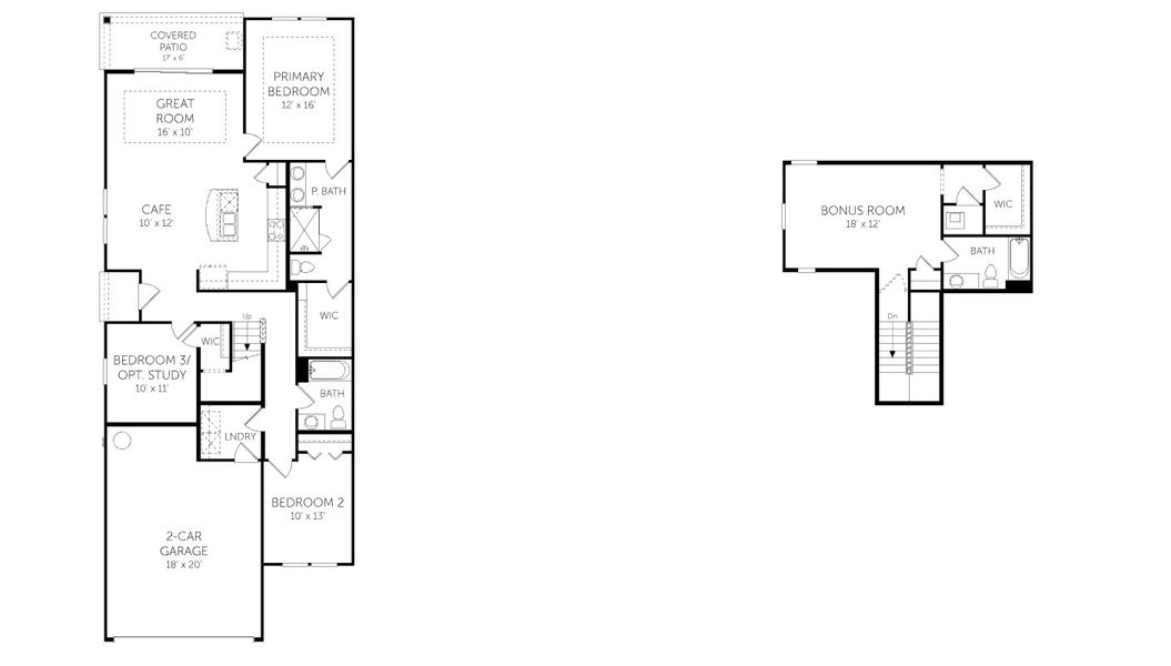2D floor plan layout for the Madison II - Villas by Dream Finders Homes in Seminole Trace - Villas, Palm Coast, FL (Image 3). 2D floor plan layout for the Madison II - Villas by Dream Finders Homes in Seminole Trace - Villas, Palm Coast, FL (Image 3).