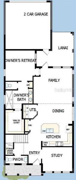 2D floor plan layout of this home in Emerald Landing at Waterside at Lakewood Ranch – Cottage Series, Sarasota, FL (Image 4).