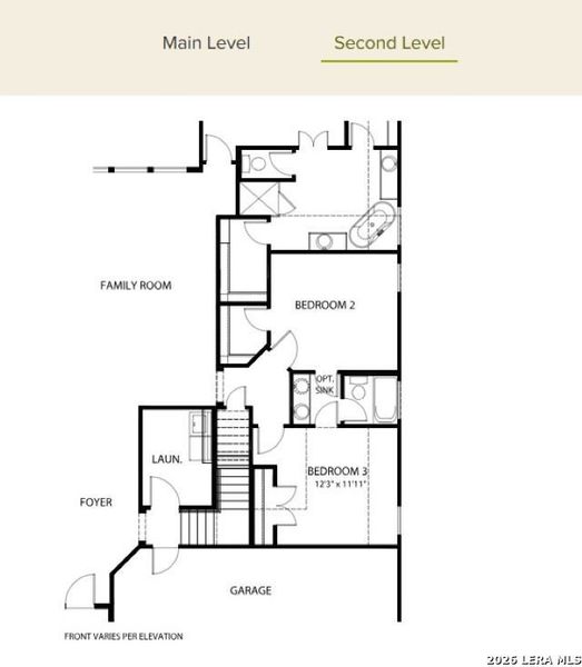 2D floor plan layout of this home in Ventana - 60', Bulverde, TX (Image 4).
