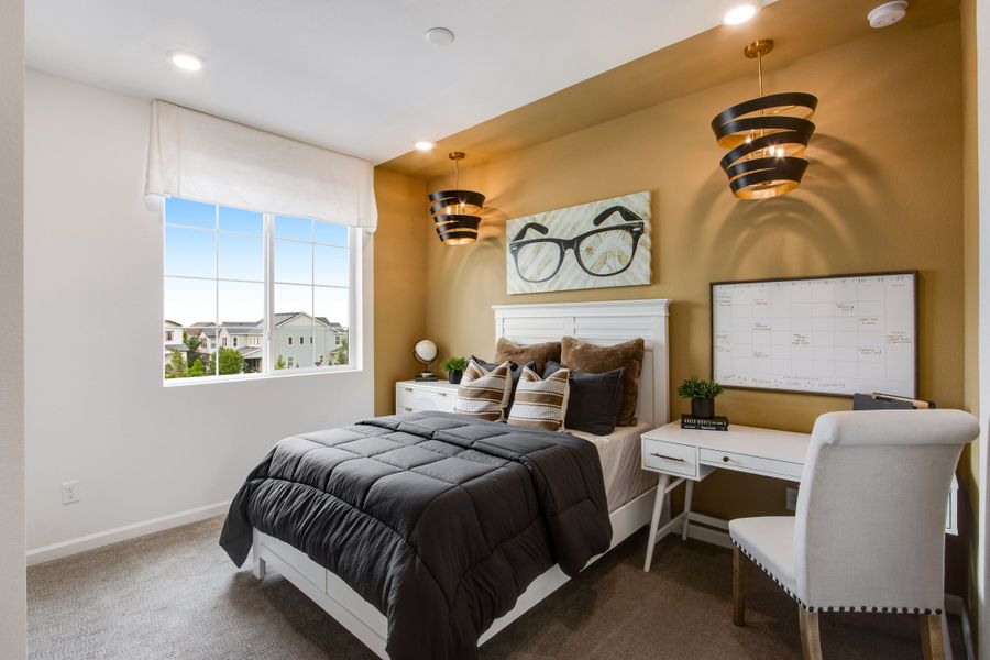 Furnished interior view inside a new home in Candelas Townhomes, Arvada (Image 23). Furnished interior view inside a new home in Candelas Townhomes, Arvada (Image 23).