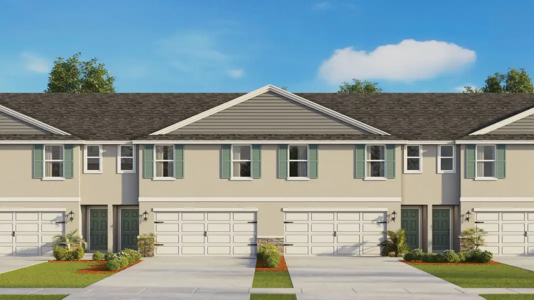Front exterior of a new home in Vineland Reserve, Osteen, FL, highlighting curb appeal (Image 2).