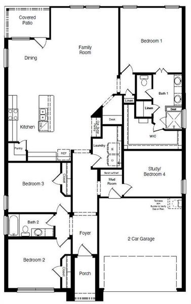 D.R. Horton's  Blanco Floorplan - All Home and community information, including pricing, included features, terms, availability and amenities, are subject to change at any time without notice or obligation. All Drawings, pictures, photographs, video, square footages, floor plans, elevations, features, colors and sizes are approximate for illustration purposes only and will vary from the homes as built.