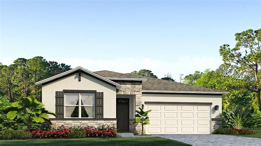 Front exterior of a new home in Star Farms at Lakewood Ranch, Lakewood Ranch, FL, highlighting curb appeal (Image 1). Front exterior of a new home in Star Farms at Lakewood Ranch, Lakewood Ranch, FL, highlighting curb appeal (Image 1).