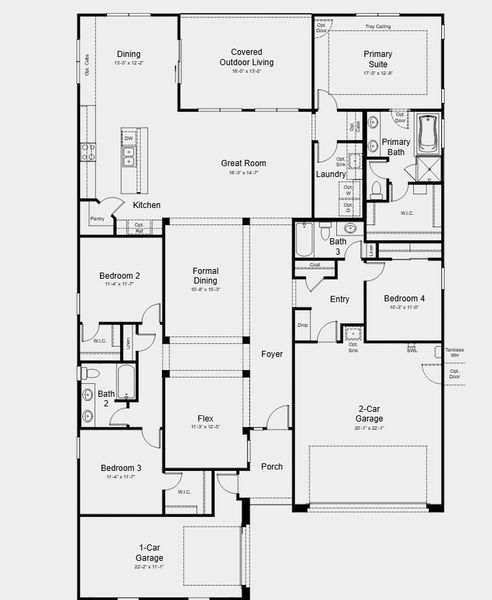 2D floor plan layout for the Yellowstone by Taylor Morrison in Ladera Trails, Peoria, AZ (Image 3).