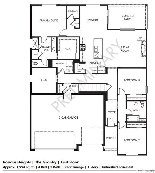 2D floor plan layout of this home in , Windsor, CO (Image 3).