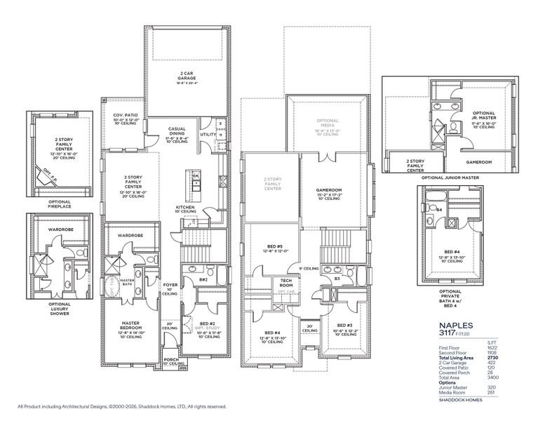 2D floor plan layout for the Naples - SH 3117 by Shaddock Homes in Light Farms Brenham - 40' Lots, Celina, TX (Image 3). 2D floor plan layout for the Naples - SH 3117 by Shaddock Homes in Light Farms Brenham - 40' Lots, Celina, TX (Image 3).
