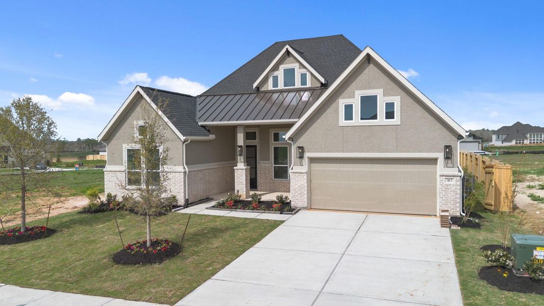Front exterior of a new home in Briarley, Montgomery, TX, highlighting curb appeal (Image 23).