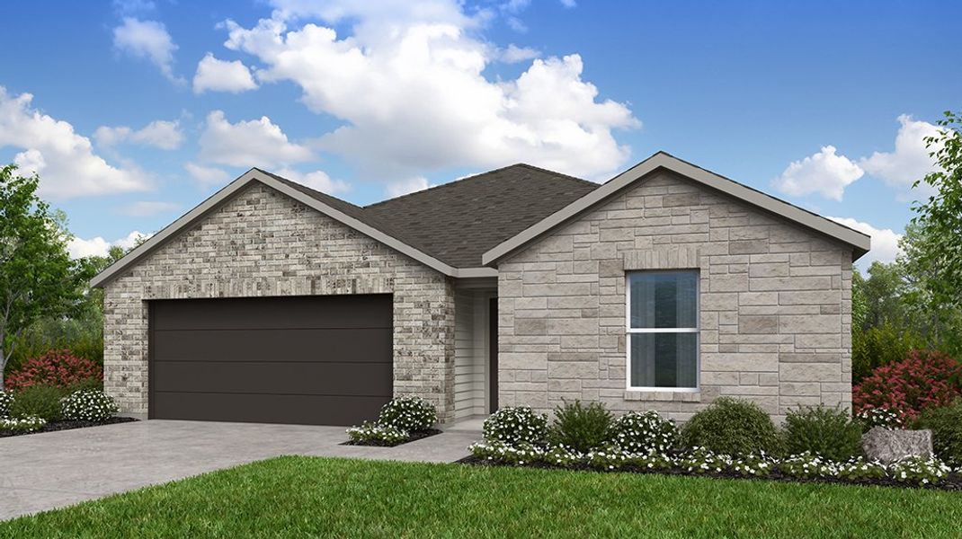 Representative exterior photo of a completed home built from the Finch by Taylor Morrison in Longview 50s, Del Valle, TX (Image 12).