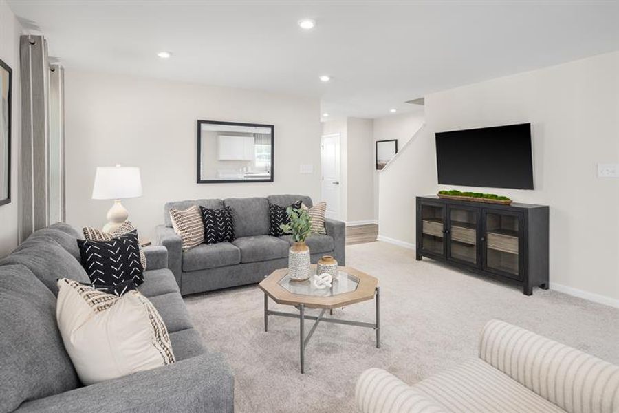 Representative furnished interior of a home built from the Hazel with Finished Basement by Ryan Homes in Quails Run, Wellford (Image 8).