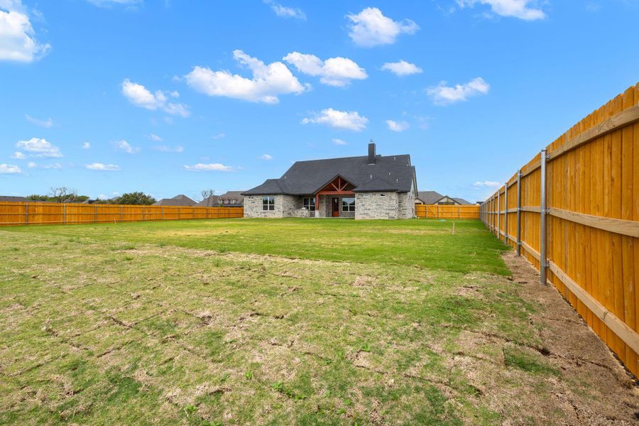 Back of house featuring a fenced backyard and a patio