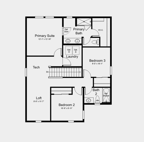 2D floor plan layout for the Glacier by Taylor Morrison in Lake Bluff, Greeley, CO (Image 4).