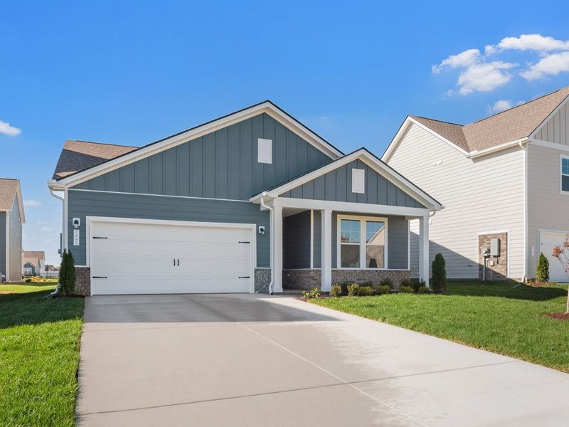 Front exterior of a new home in Sage Farms, White House, TN, highlighting curb appeal (Image 20).
