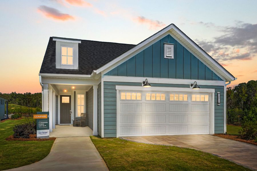 Representative exterior photo of a completed home built from the Compass by Del Webb in Del Webb Carolina Ridge, Midland, NC (Image 31).