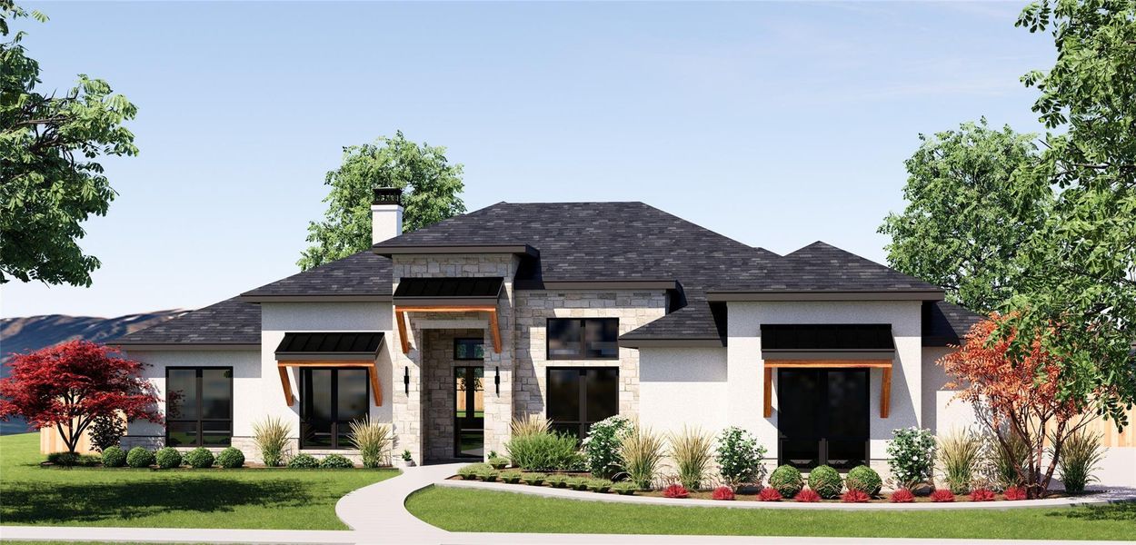 Front exterior of a new home in , Burnet, TX, highlighting curb appeal (Image 1). Front exterior of a new home in , Burnet, TX, highlighting curb appeal (Image 1).