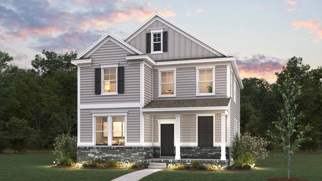 Representative exterior photo of a completed home built from the Alec by D.R. Horton in Shepherd's Farm, Mooresville, NC (Image 8).