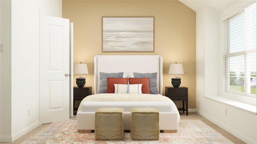 Bedroom with light carpet and multiple windows Bedroom with light carpet and multiple windows