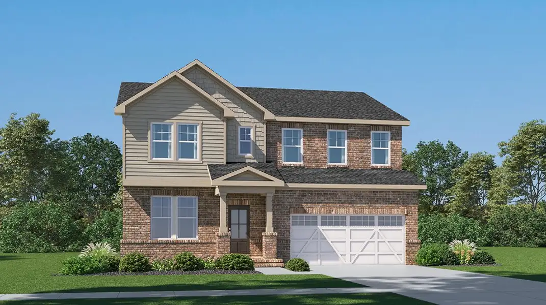 Front exterior of a new home in Lake Shore, Winder, GA, highlighting curb appeal (Image 1). Front exterior of a new home in Lake Shore, Winder, GA, highlighting curb appeal (Image 1).
