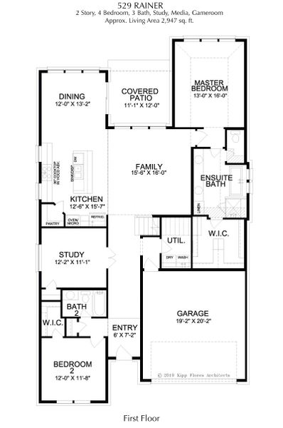 2D floor plan layout for the The Rainer by Landon Homes in Impression 55s, Frisco, TX (Image 5).