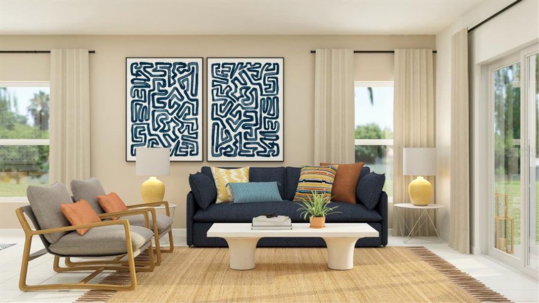 Furnished interior view inside a new home in Hidden Ridge: Estate Collection, Groveland (Image 4). Furnished interior view inside a new home in Hidden Ridge: Estate Collection, Groveland (Image 4).