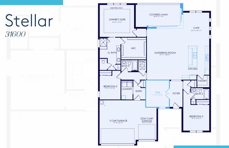 2D floor plan layout of this home in Del Webb Oak Creek, North Fort Myers, FL (Image 5). 2D floor plan layout of this home in Del Webb Oak Creek, North Fort Myers, FL (Image 5).