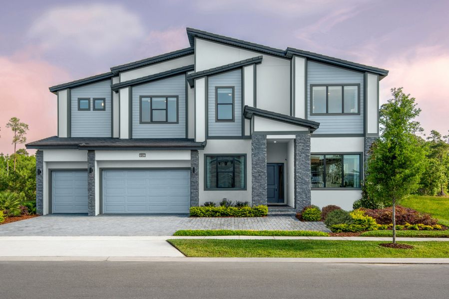 Representative exterior photo of a completed home built from the Waterfall by Park Square Residential in Paradiso Grande, Orlando, FL (Image 1).