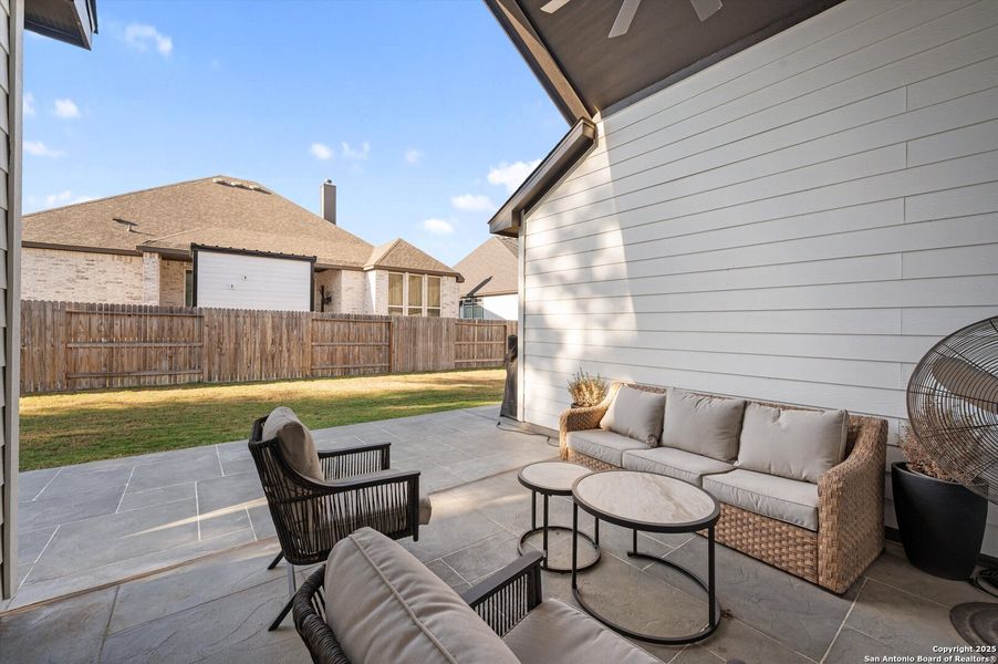 Exterior details and patio area of a home in Mesa Western, Cibolo (Image 22).
