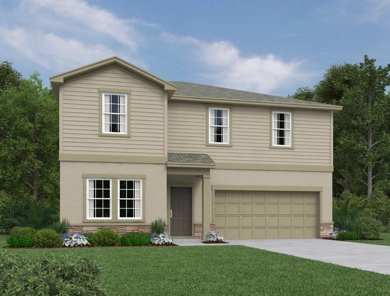 Representative exterior photo of a completed home built from the Tortuga by Ashton Woods in Tyson Reserve, St. Cloud, FL (Image 13). Representative exterior photo of a completed home built from the Tortuga by Ashton Woods in Tyson Reserve, St. Cloud, FL (Image 13).