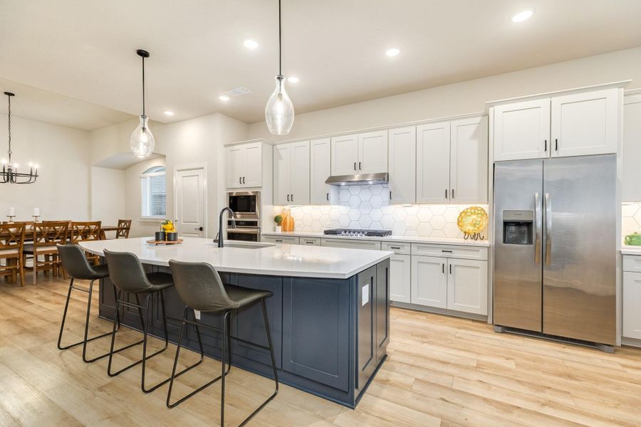 The island is large enough to fit six barstools