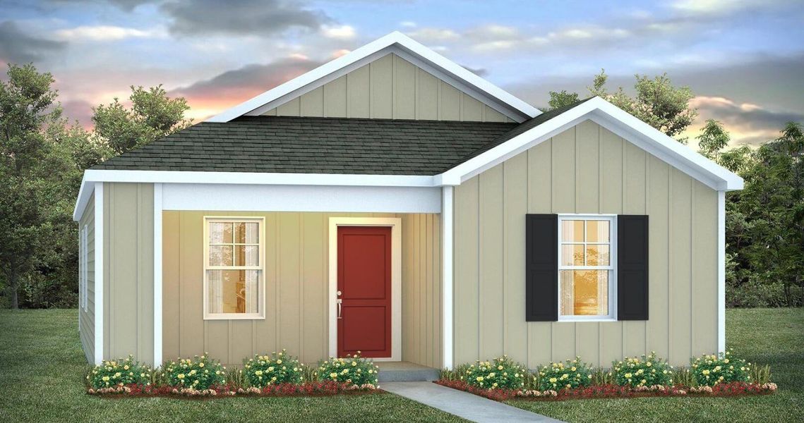 Front exterior of a new home in The Park at Wilkinson, Orangeburg, SC, highlighting curb appeal (Image 1). Front exterior of a new home in The Park at Wilkinson, Orangeburg, SC, highlighting curb appeal (Image 1).