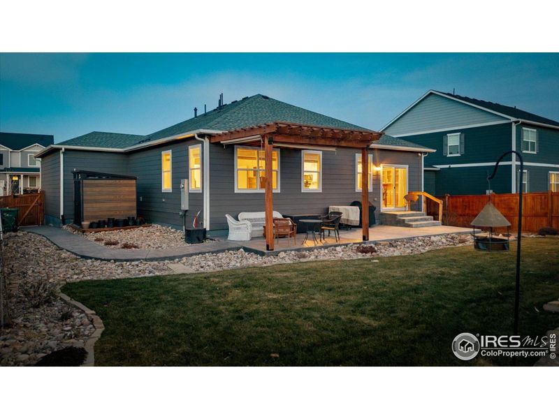 Fully Landscaped backyard with storage shed