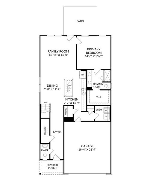 2D floor plan layout for the The Sadler by Stanley Martin Homes in The Mill at Woodcreek Farms, Elgin, SC (Image 4).