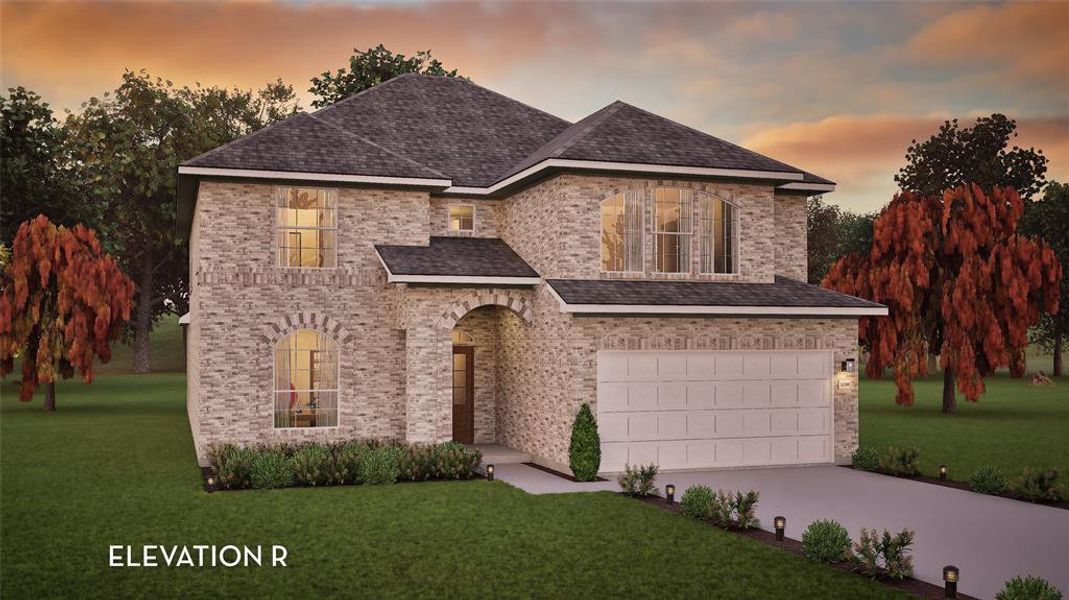 Front exterior of a new home in Green Meadows, Celina, TX, highlighting curb appeal (Image 1).