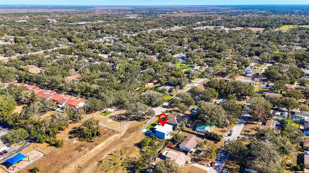 Aerial view of neighborhood