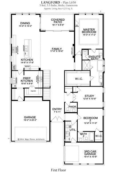2D floor plan layout for the Langford by Landon Homes in Lexington Frisco, Frisco, TX (Image 3).