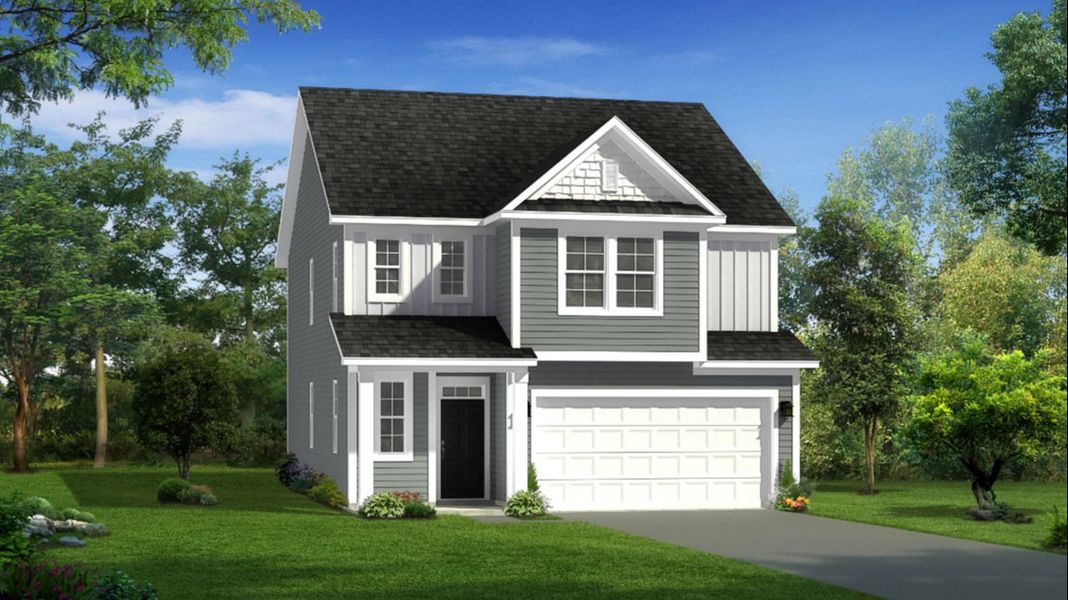 Representative exterior photo of a completed home built from the Merlot by DRB Homes in Sidney Creek Single Family, Zebulon, NC (Image 12).