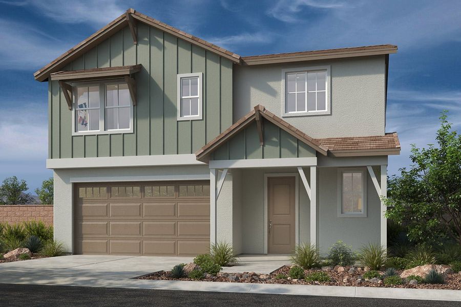 Representative exterior photo of a completed home built from the 2287 by KB Home in The Traditions at Teravalis, Buckeye, AZ (Image 4). Representative exterior photo of a completed home built from the 2287 by KB Home in The Traditions at Teravalis, Buckeye, AZ (Image 4).