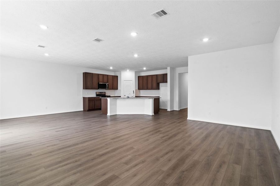 View from the Family Room into the kitchen - open concept living!