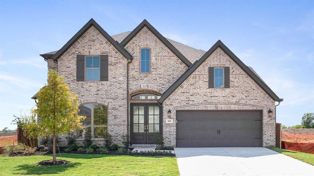 Front exterior of a new home in Trinity Falls 60', McKinney, TX, highlighting curb appeal (Image 19). Front exterior of a new home in Trinity Falls 60', McKinney, TX, highlighting curb appeal (Image 19).