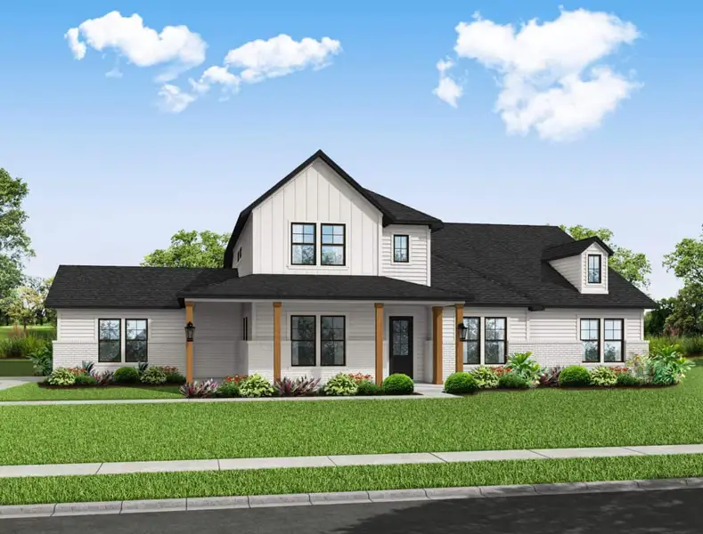Representative exterior photo of a completed home built from the 3693 by Gracepoint Homes in Kellar Farms, Smithville, TX (Image 2). Representative exterior photo of a completed home built from the 3693 by Gracepoint Homes in Kellar Farms, Smithville, TX (Image 2).