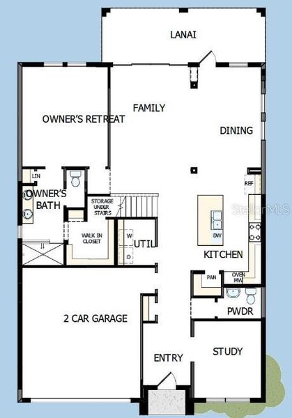 2D floor plan layout of this home in Waterset Classic Series, Apollo Beach, FL (Image 3).