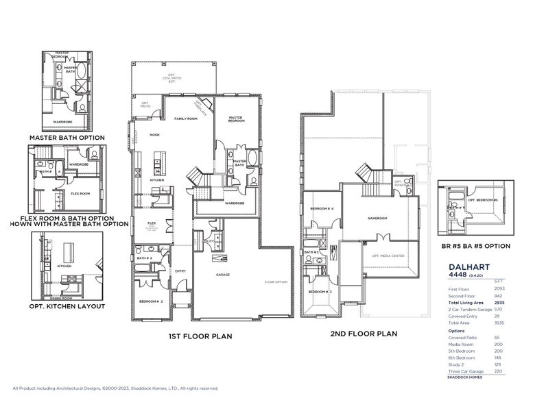 2D floor plan layout for the Dalhart - 4448 by Shaddock Homes in Devonshire, Forney, TX (Image 3).