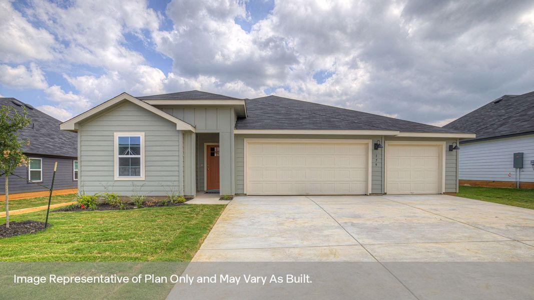 Front exterior of a new home in Sonoma Oaks, Fredericksburg, TX, highlighting curb appeal (Image 1). Front exterior of a new home in Sonoma Oaks, Fredericksburg, TX, highlighting curb appeal (Image 1).