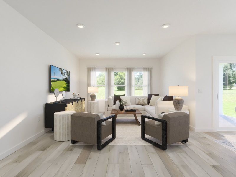 Spend family movie nights in the spacious great room.