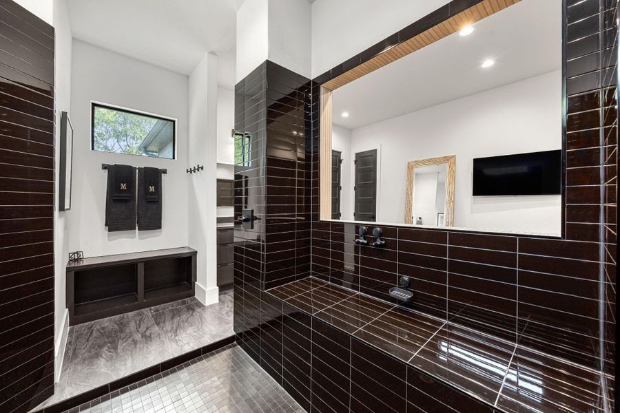 view from the shower has built-ins for any of your towels, robes, house shoes or whatever you could use the extra storage space for. view from the shower has built-ins for any of your towels, robes, house shoes or whatever you could use the extra storage space for.